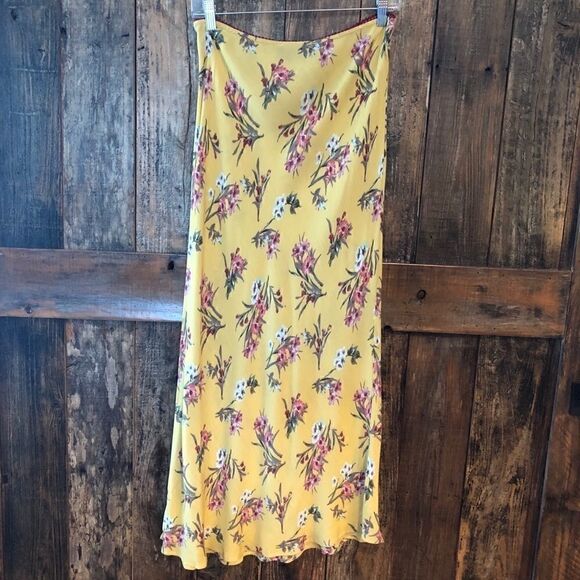 Know.one.cares L NWT Yellow Liberty Floral Cottagecore Pull-On Maxi Flowy Skirt - Picture 2 of 7
